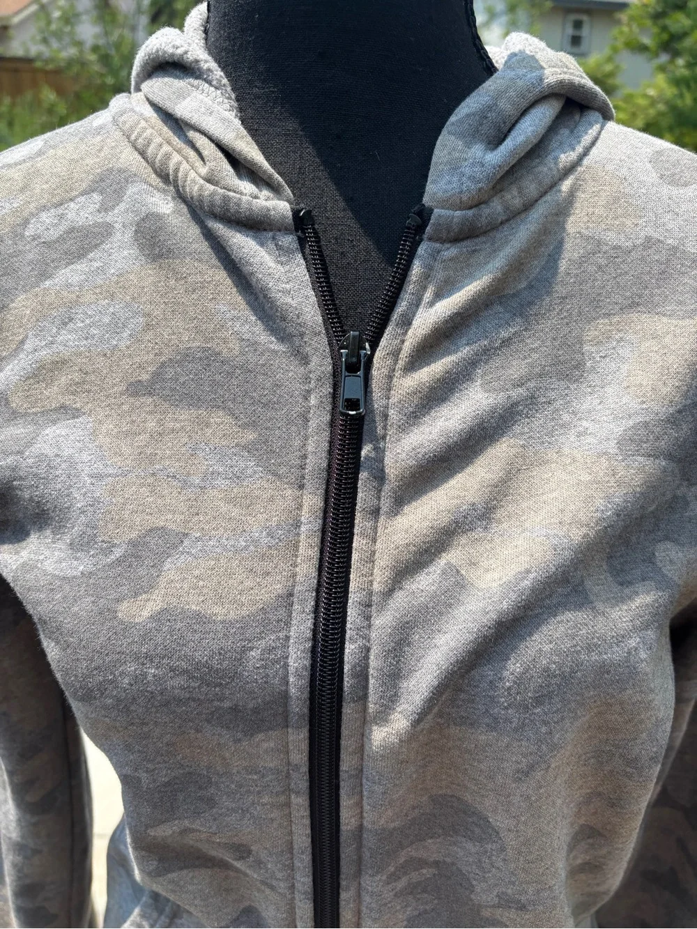 Gray Camo Zip-Up Hoodie Jacket- Old Navy